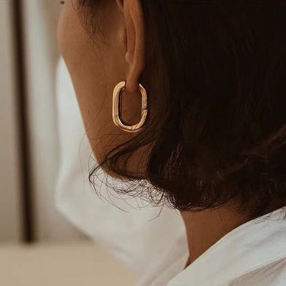 2024 New Classic Copper Alloy Smooth Metal Hoop Earrings For Woman Fashion Korean Jewelry Temperament  Daily Wear earrings