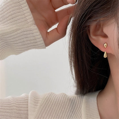 Cute Korean Earrings Heart Bling Zircon Stone Rose Gold Color Stud Earring for Women Fashion Jewelry 2024 New Gift